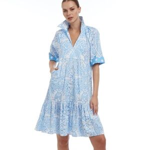 Patty Kim Rebecca Blue Printed Dress Size Small